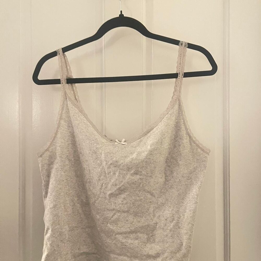 H&M Womens Divided Grey Lace Hearts Tank Top Shirt Size XL